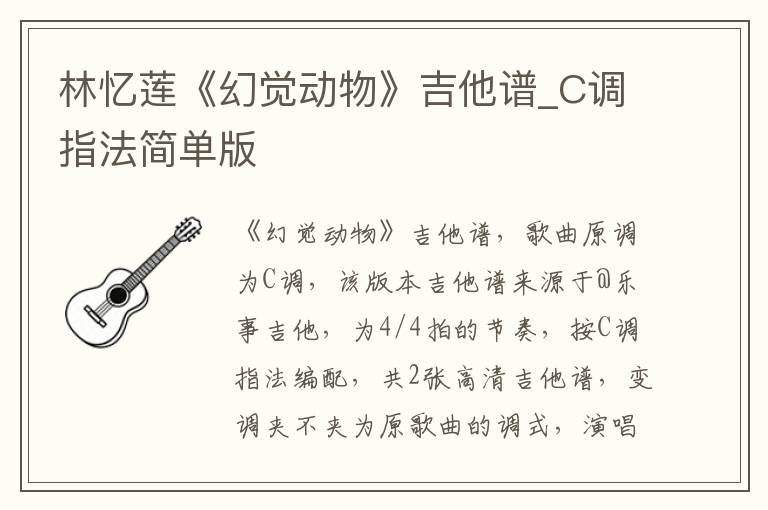 林忆莲《幻觉动物》吉他谱_C调指法简单版