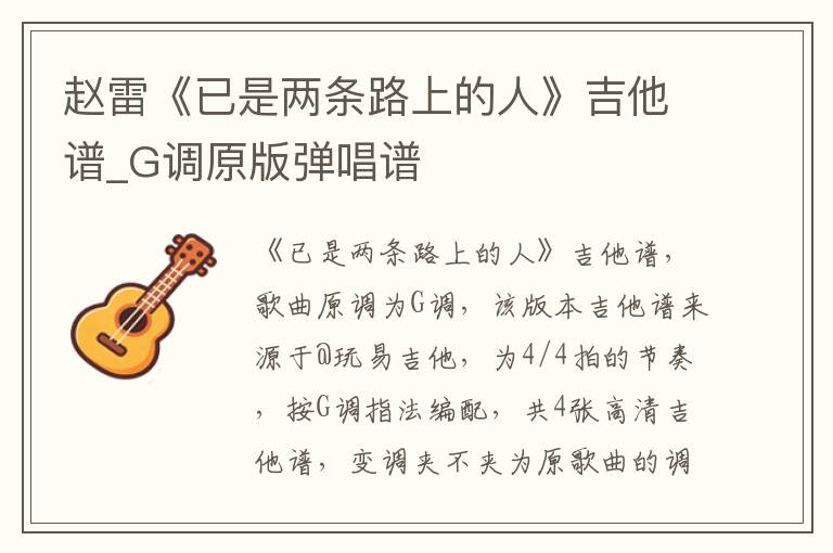 赵雷《已是两条路上的人》吉他谱_G调原版弹唱谱
