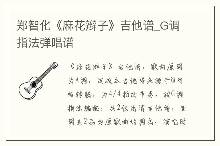 郑智化《麻花辫子》吉他谱_G调指法弹唱谱