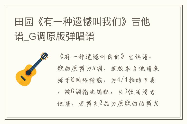 田园《有一种遗憾叫我们》吉他谱_G调原版弹唱谱