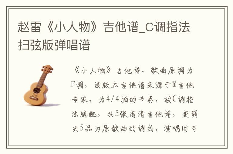 赵雷《小人物》吉他谱_C调指法扫弦版弹唱谱