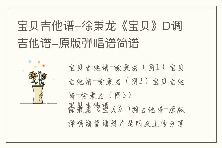 宝贝吉他谱-徐秉龙《宝贝》D调吉他谱-原版弹唱谱简谱