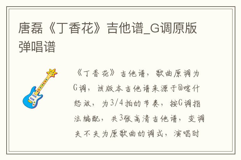 唐磊《丁香花》吉他谱_G调原版弹唱谱