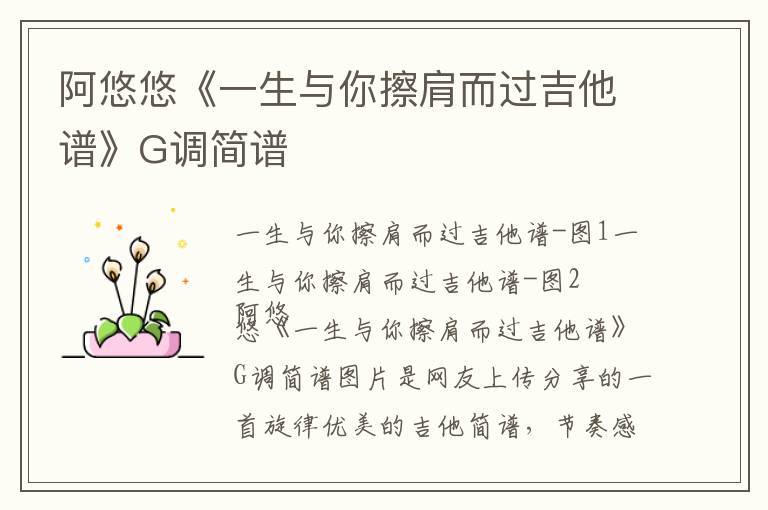 阿悠悠《一生与你擦肩而过吉他谱》G调简谱