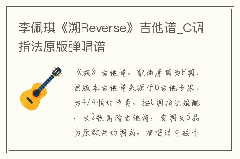 李佩琪《溯Reverse》吉他谱_C调指法原版弹唱谱