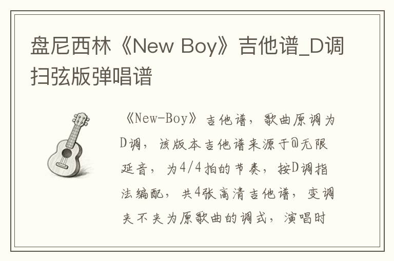 盘尼西林《New Boy》吉他谱_D调扫弦版弹唱谱