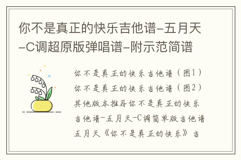 你不是真正的快乐吉他谱-五月天-C调超原版弹唱谱-附示范简谱