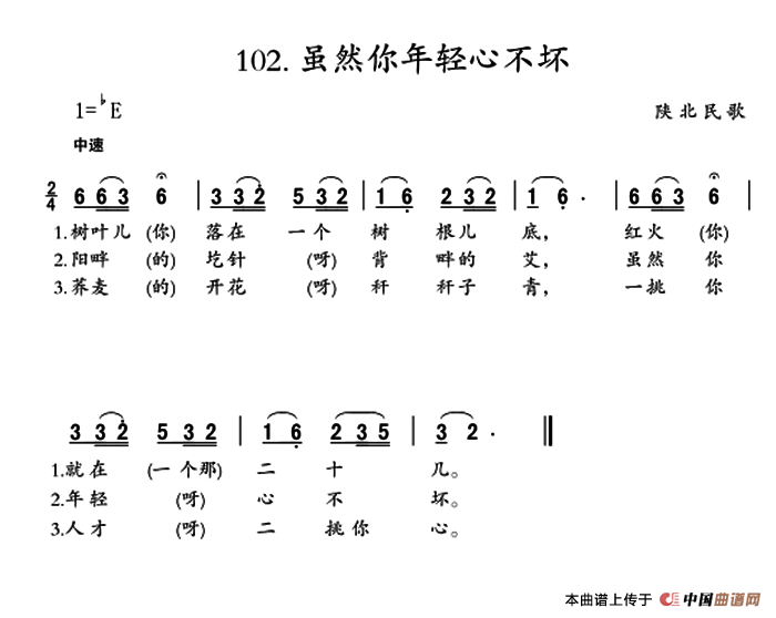 [简谱] 虽然你年轻心不坏
