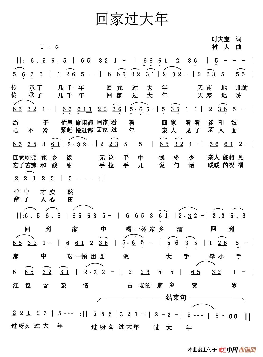 [简谱] 回家过大年