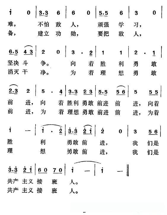 中国少年先锋队队歌(周郁辉词 寄明曲)的简谱歌词