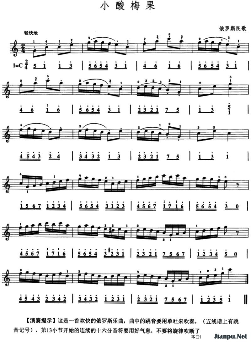 《小酸梅果》的简谱  