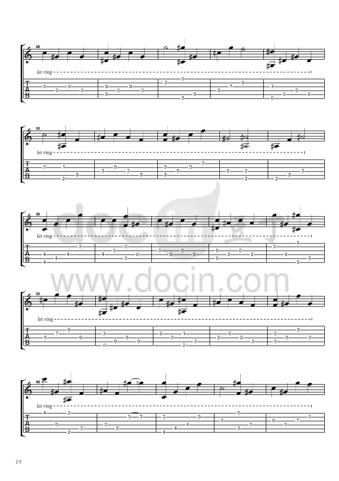 曲锦楠《霞光》吉他谱 C调-豆丁网