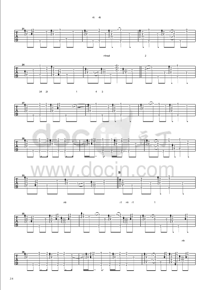 郑成河《for you》吉他谱-D调-豆丁网