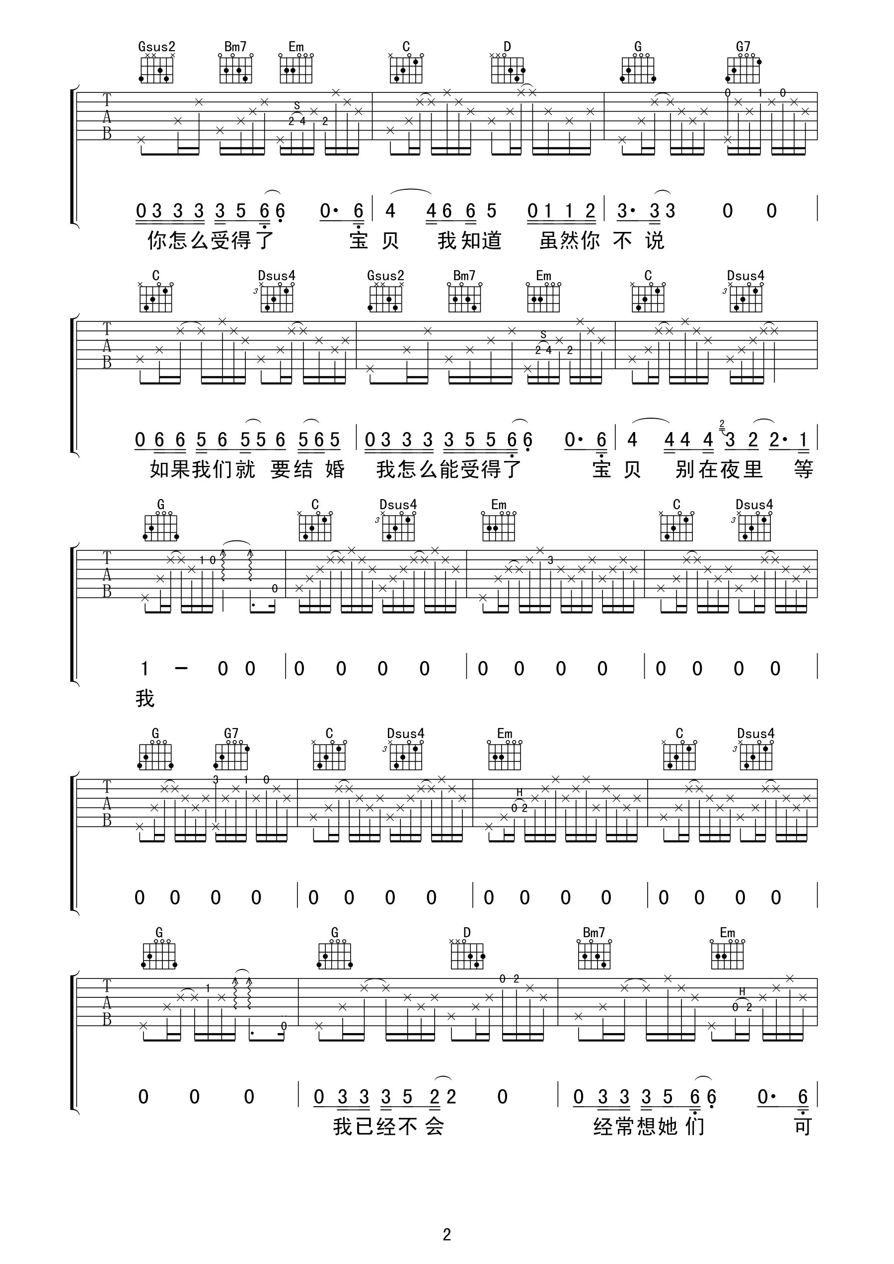 李志《和你在一起》吉他谱G调-老知了