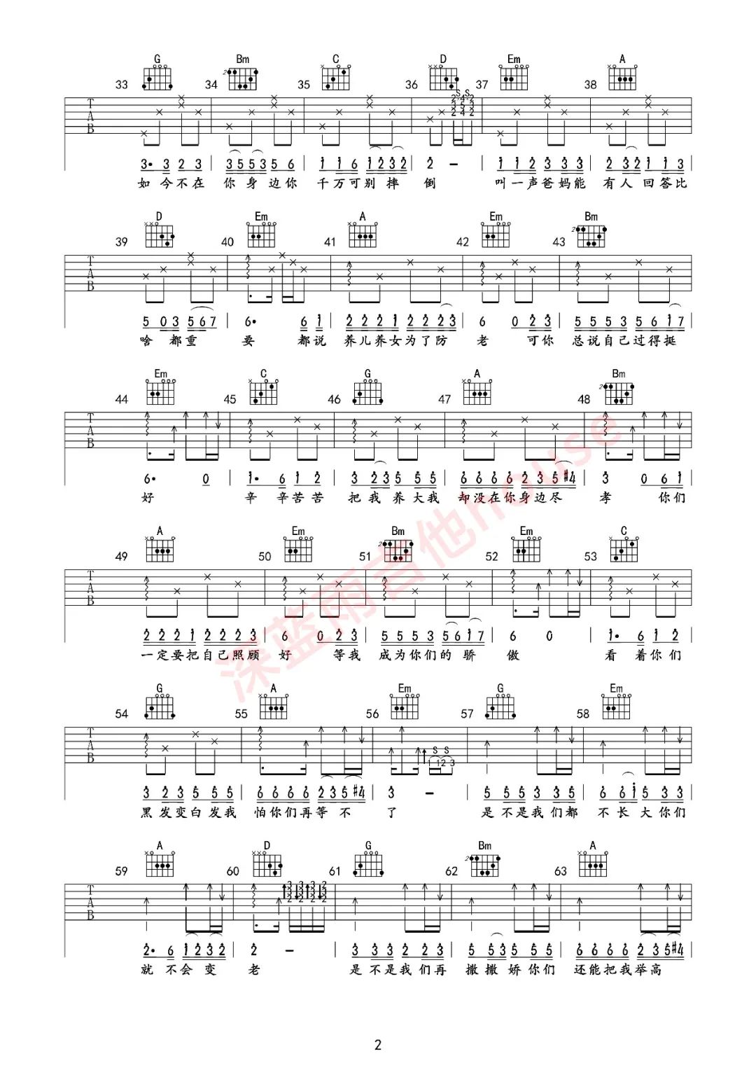 王琪《万爱千恩》吉他谱G调-深蓝雨吉他