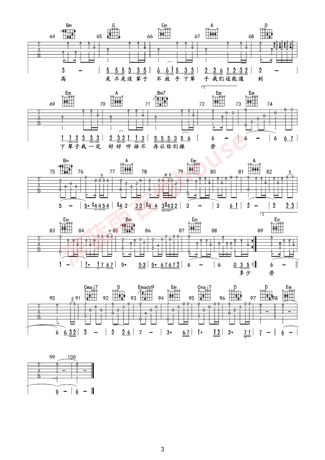 王琪《万爱千恩》吉他谱G调-深蓝雨吉他