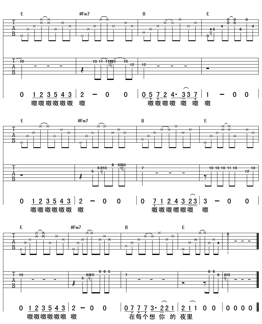 李健《在每个想你的夜晚》吉他谱-F调-彼岸吉他