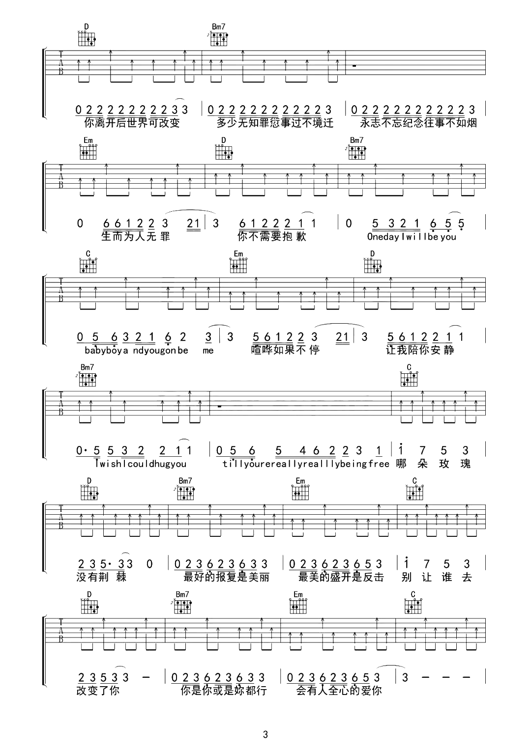 五月天《玫瑰少年》吉他谱-G调原版-附弹唱视频示范简谱