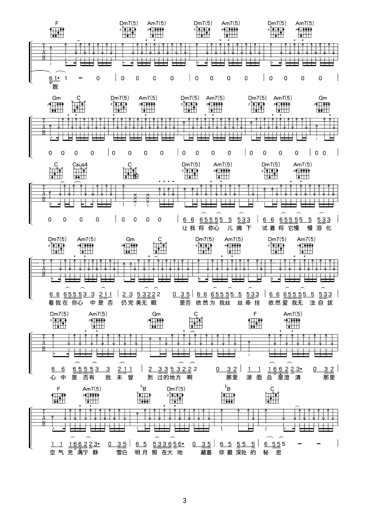 挪威的森林吉他谱-伍佰-C调超原版-带SOLO-附演示教学简谱
