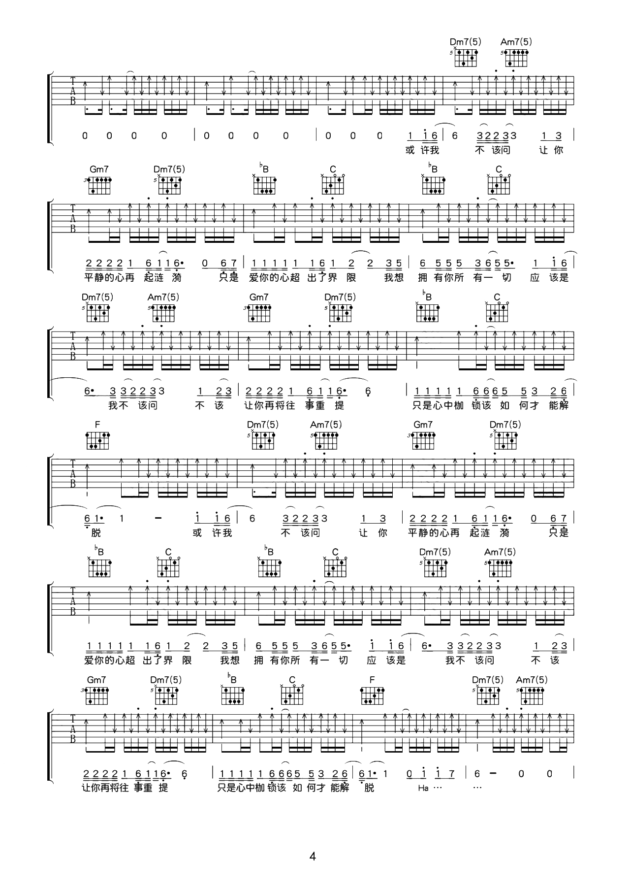 挪威的森林吉他谱-伍佰-C调超原版-带SOLO-附演示教学简谱