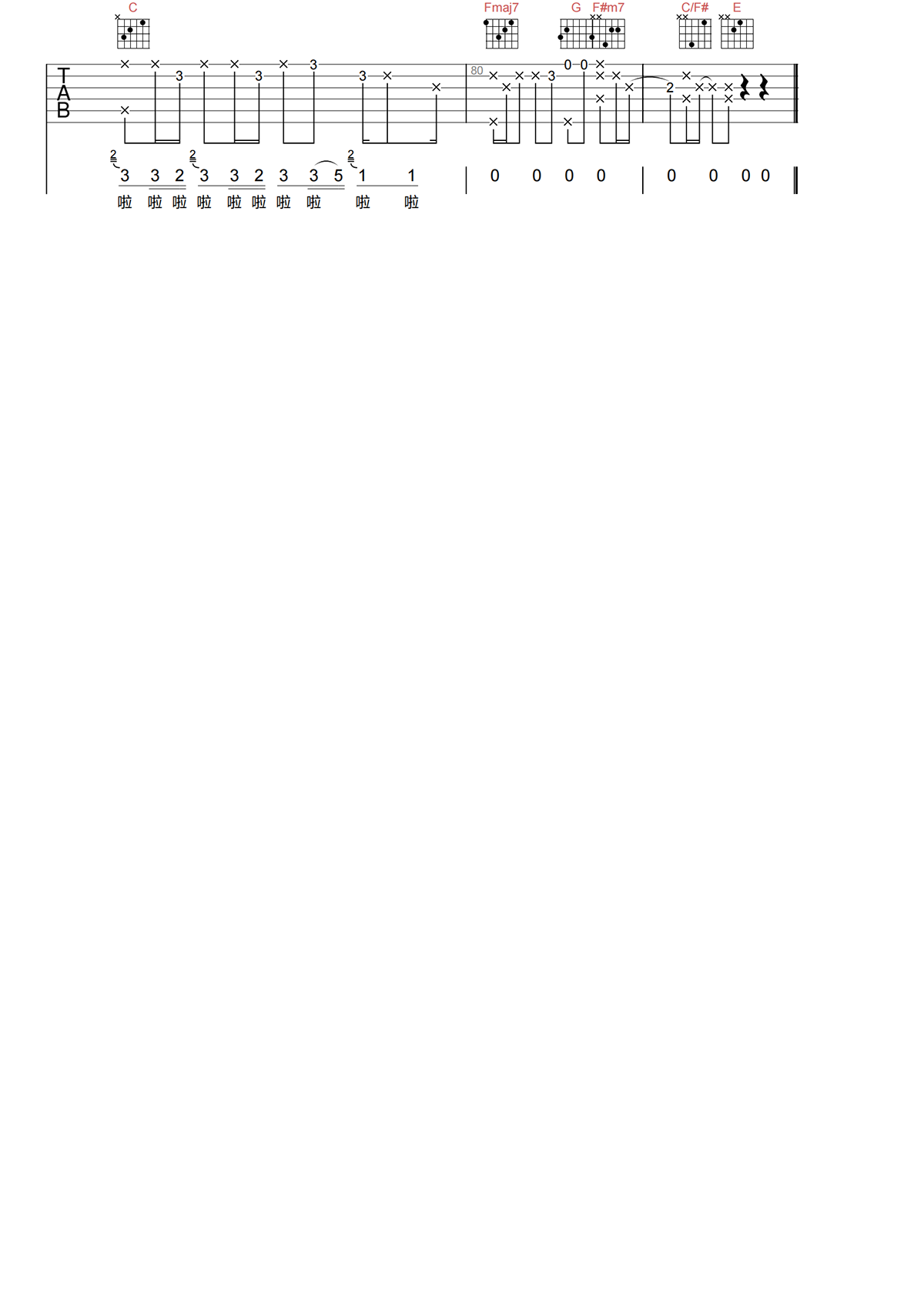 徐怀钰《我是女生》吉他谱-G调原版吉他谱简谱