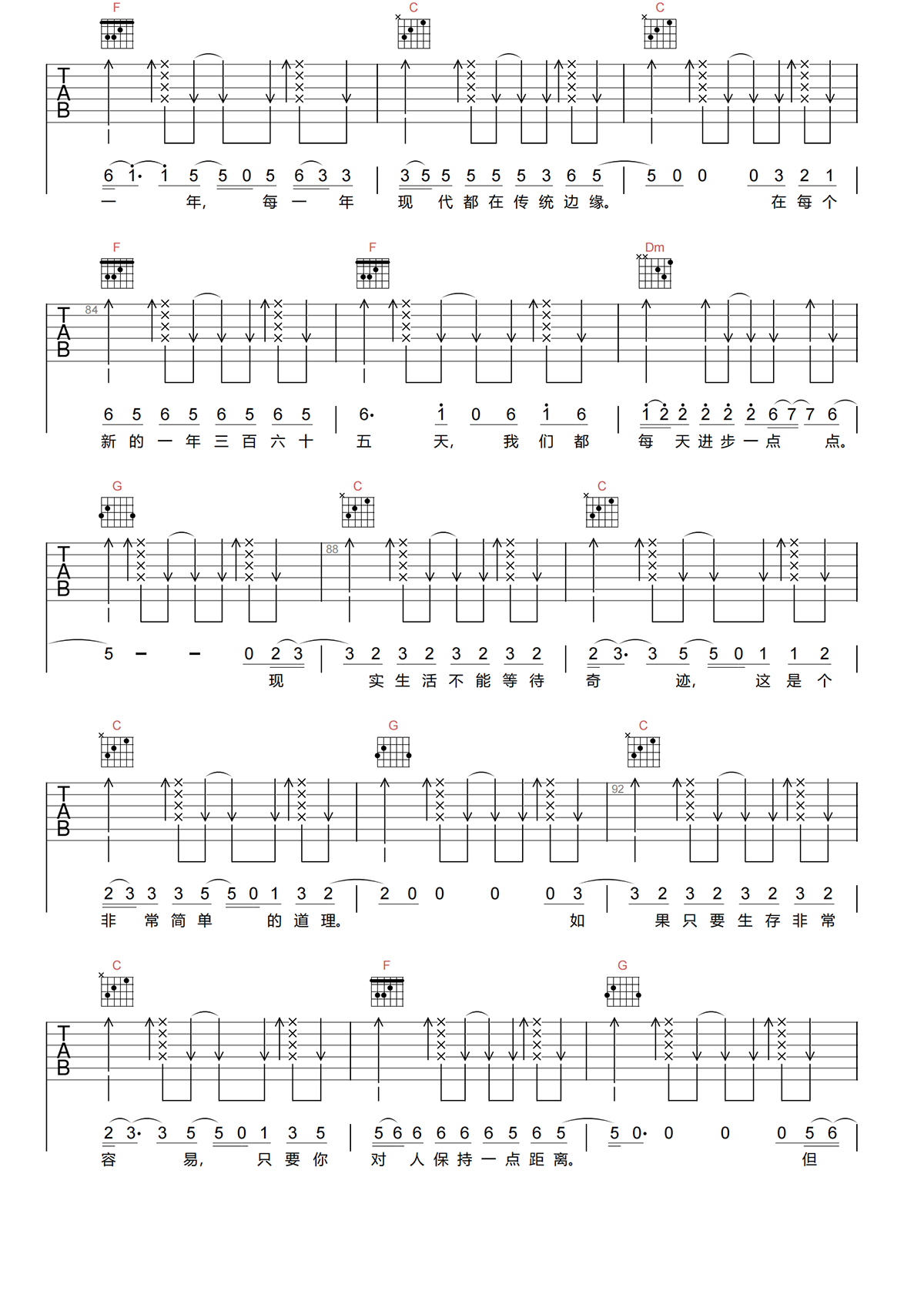 现象七十二变吉他谱-罗大佑-C调原版吉他谱-高清弹唱谱简谱