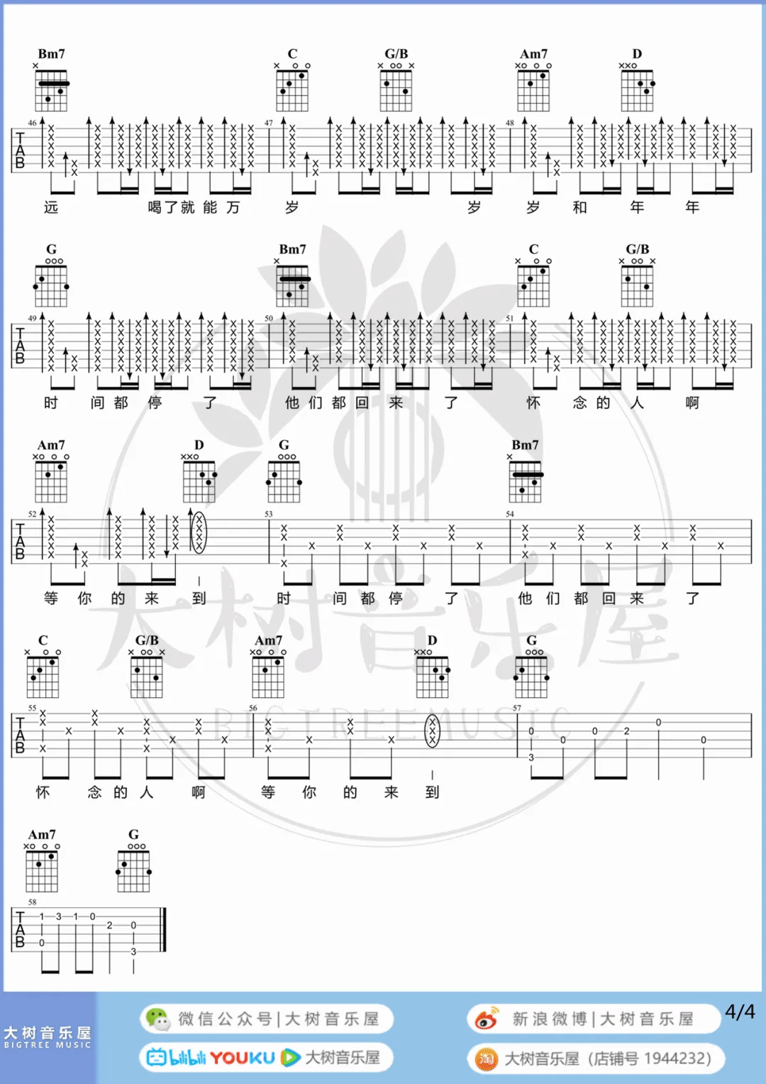 五月天《干杯》吉他谱-《干杯》F调吉他谱-附弹唱教学简谱