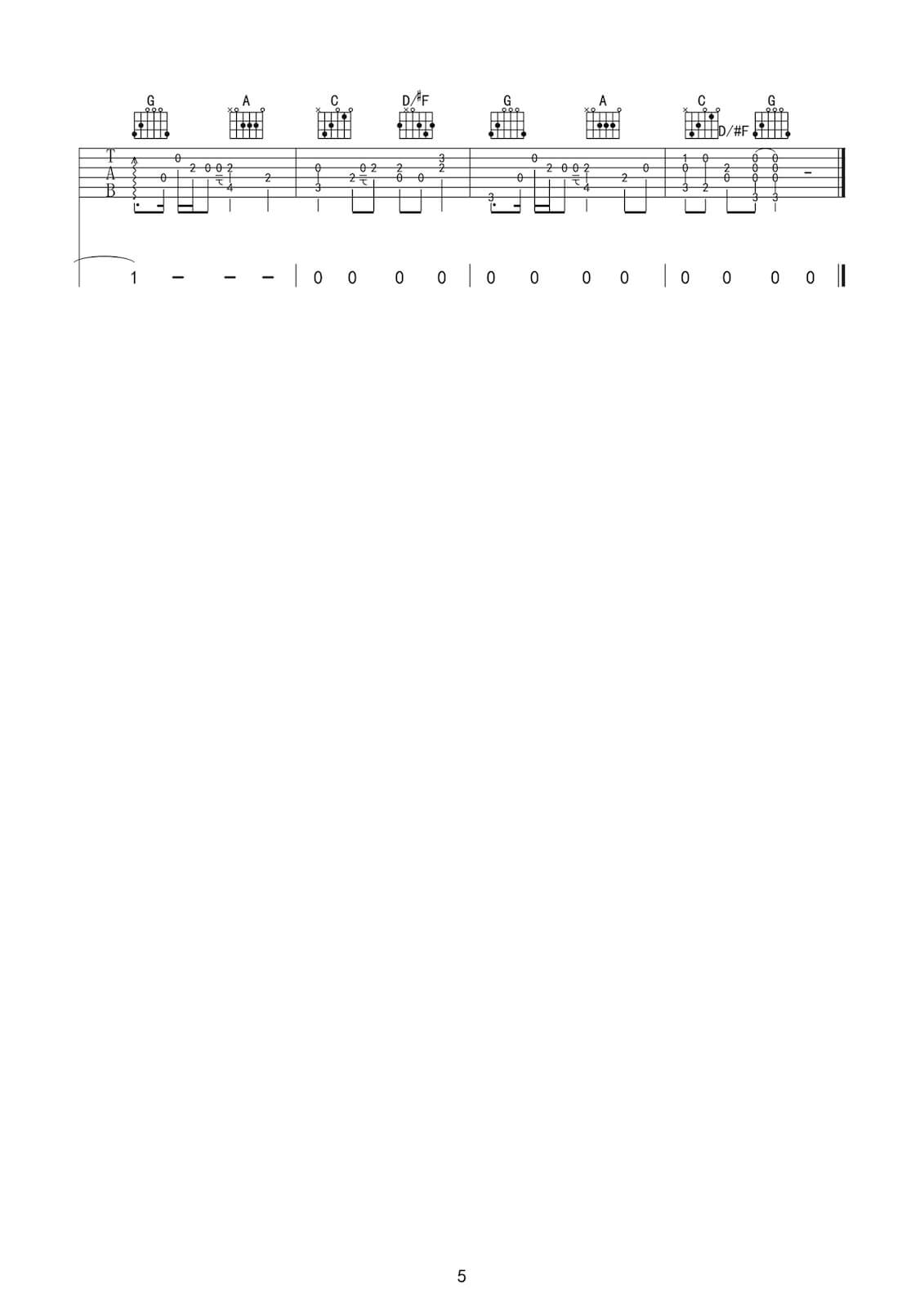 许嵩《如约而至》吉他谱-G调原版吉他谱简谱