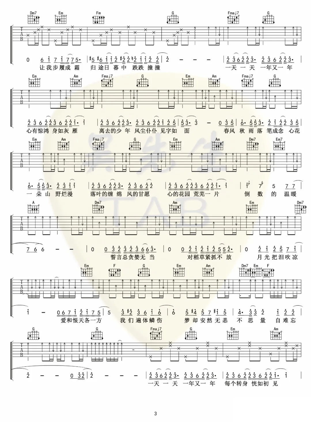 吴青峰《如果声音不记得》吉他谱-C调原版弹唱吉他谱简谱