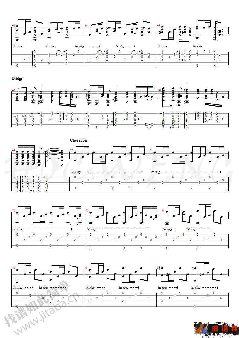 可惜没如果指弹吉他谱 林俊杰 吉他独奏谱简谱