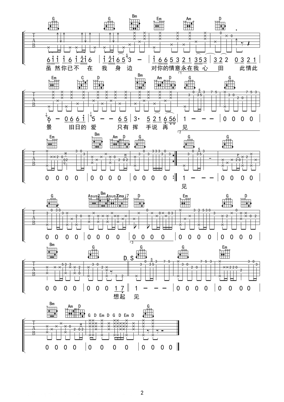 龙飘飘《惜别的海岸》吉他谱-G调原版弹唱谱简谱
