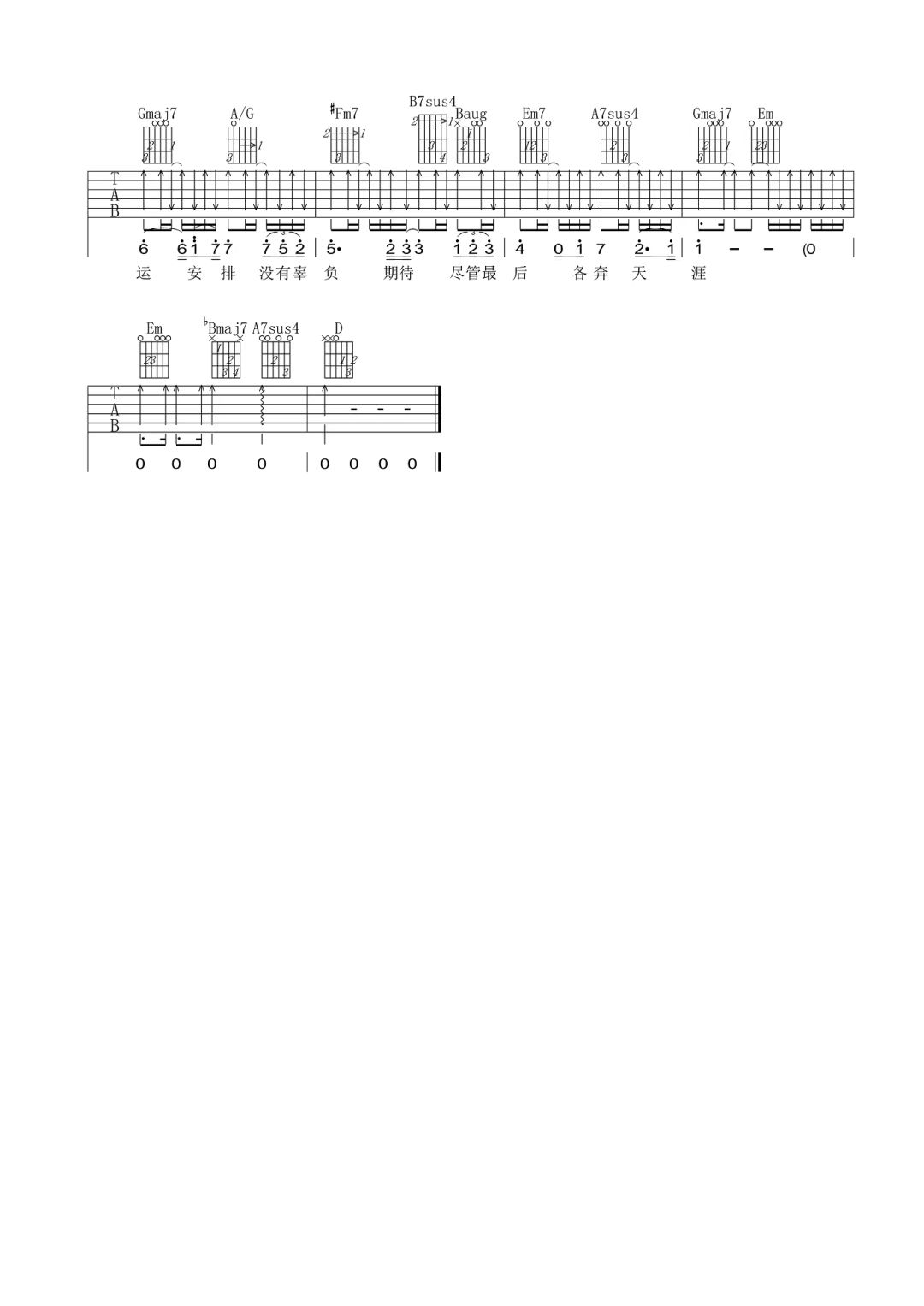 庄心妍《谢谢你》吉他谱-D调简谱