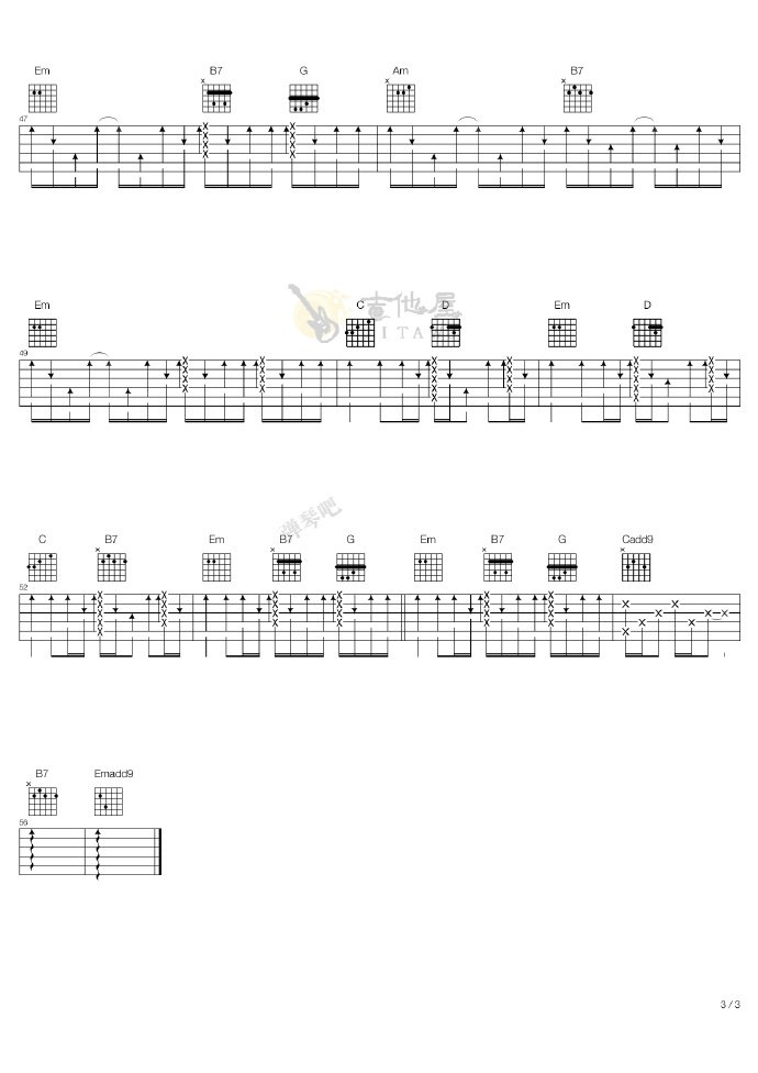 信乐团《海阔天空》吉他谱-C调吉他弹唱谱简谱