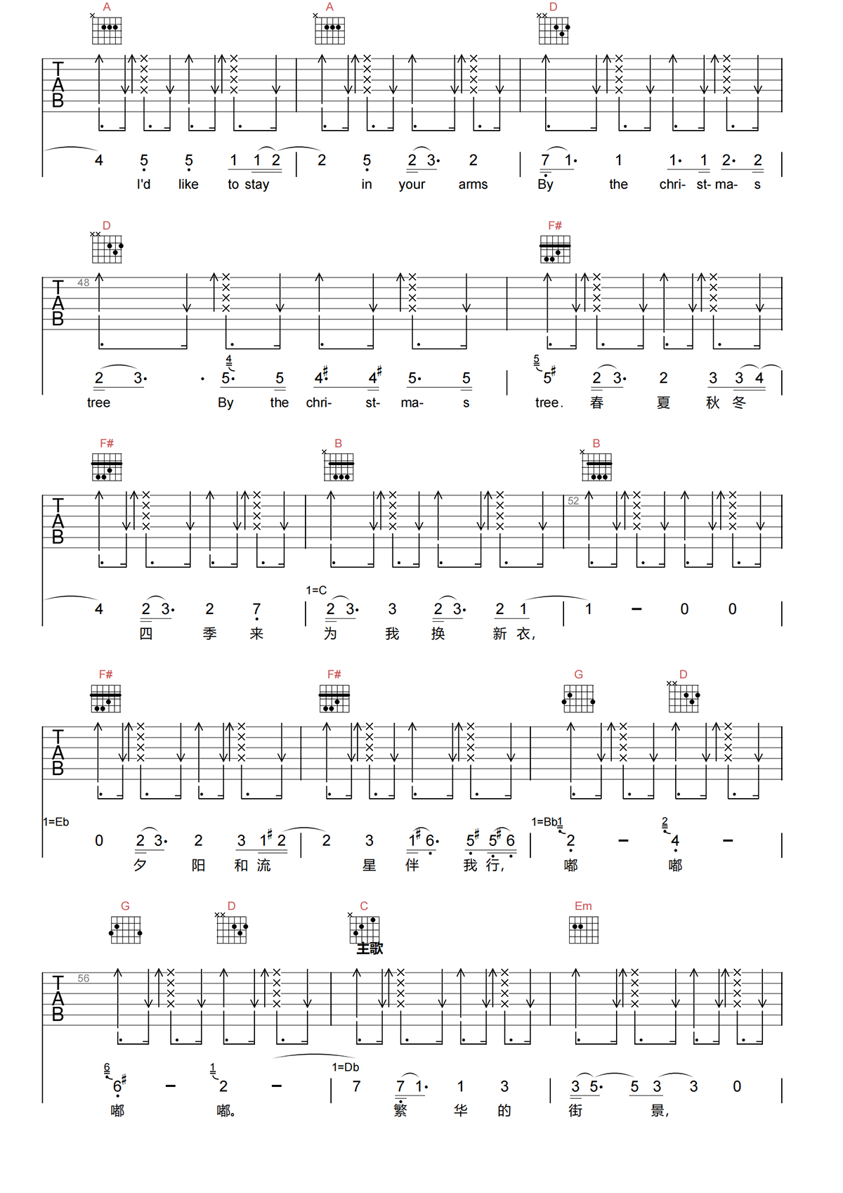 绿色的旋律吉他谱-陈洁丽-C调原版吉他谱-高清弹唱谱简谱