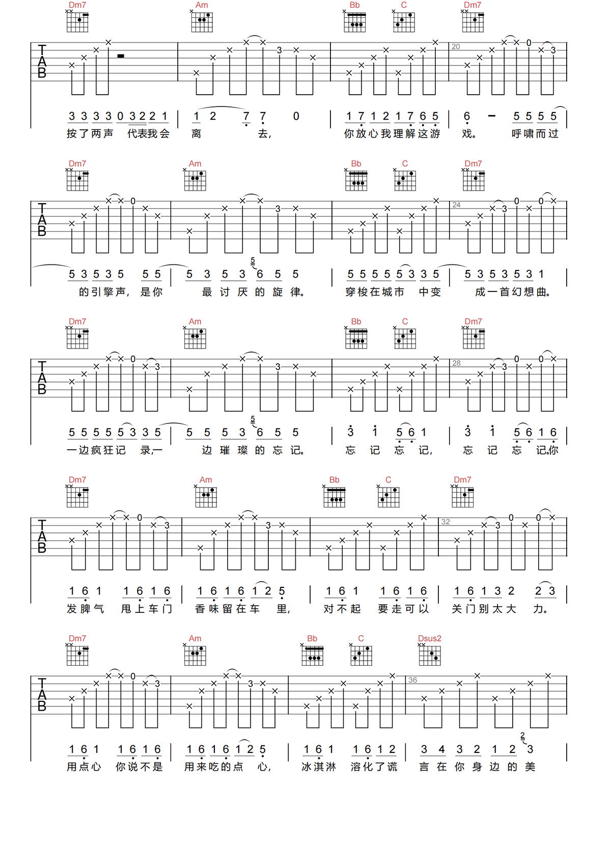 自导自演吉他谱-周杰伦-F调原版吉他谱-高清弹唱谱简谱