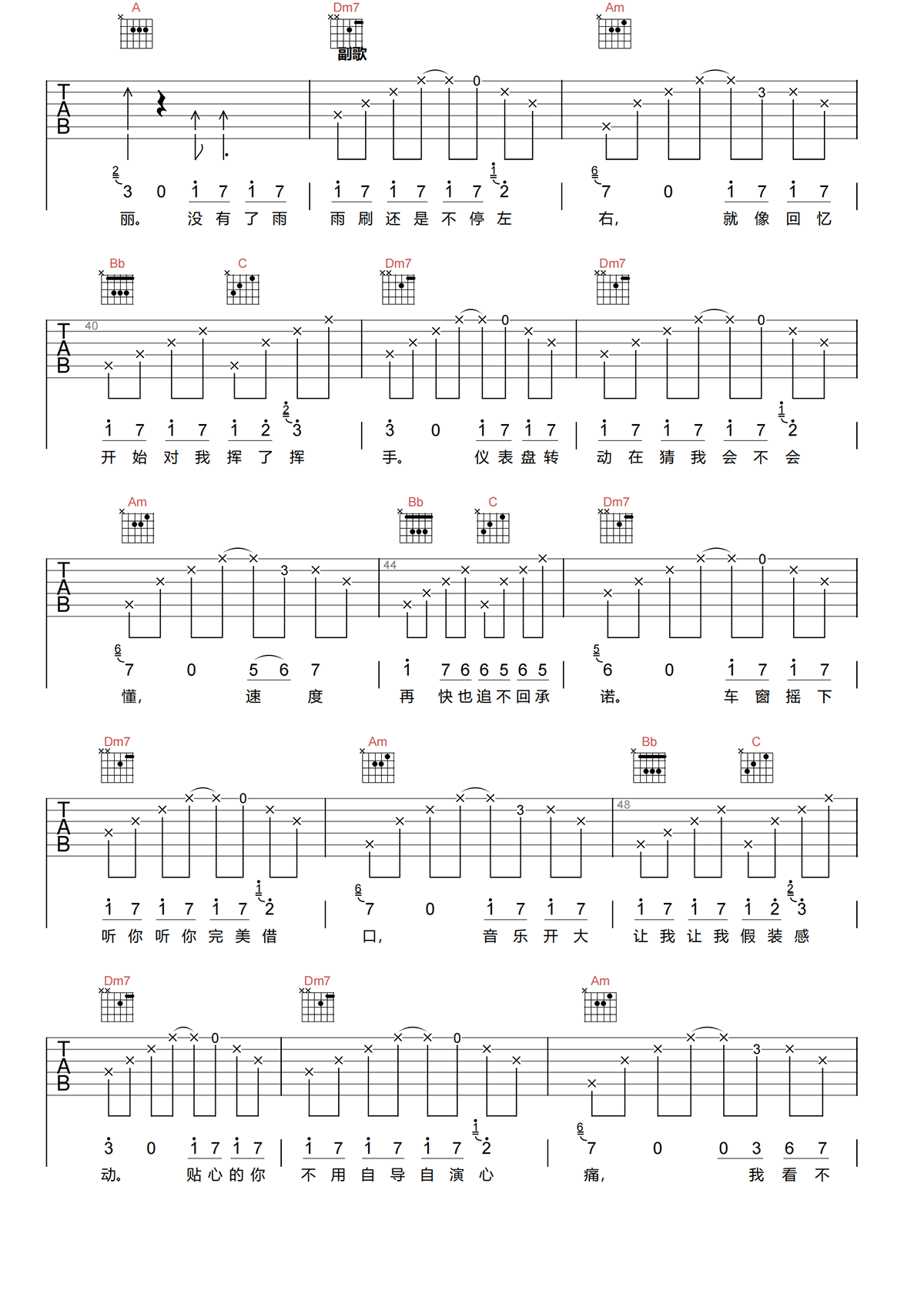 自导自演吉他谱-周杰伦-F调原版吉他谱-高清弹唱谱简谱