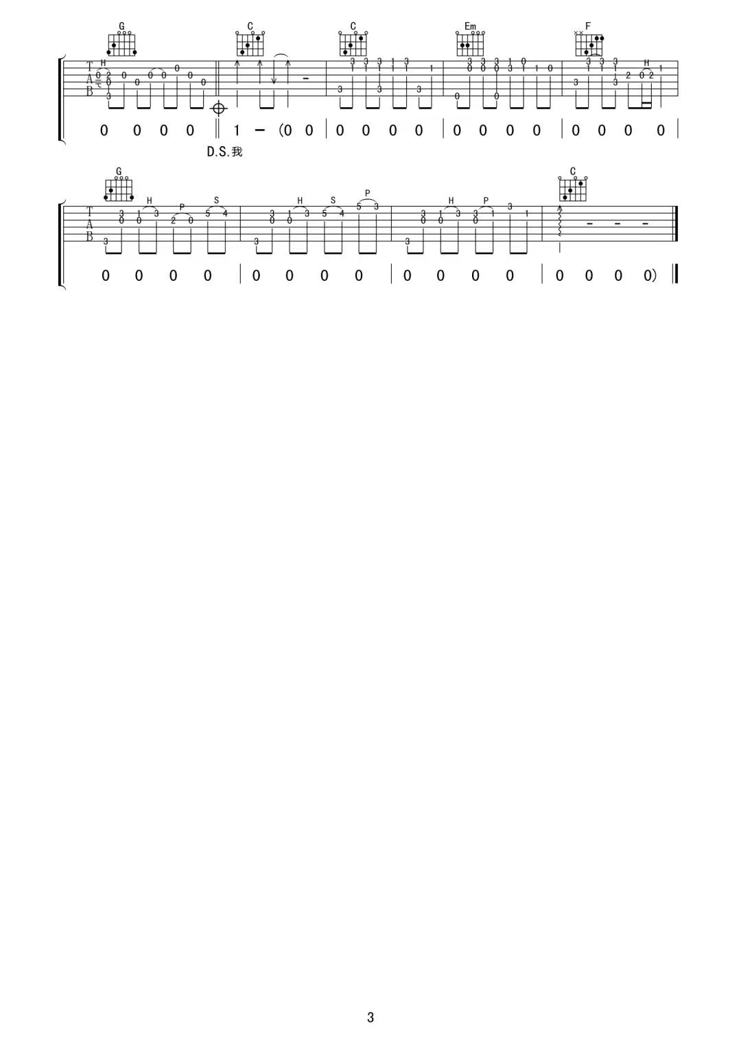 张智霖、许秋怡《现代爱情故事》吉他谱-C调简谱