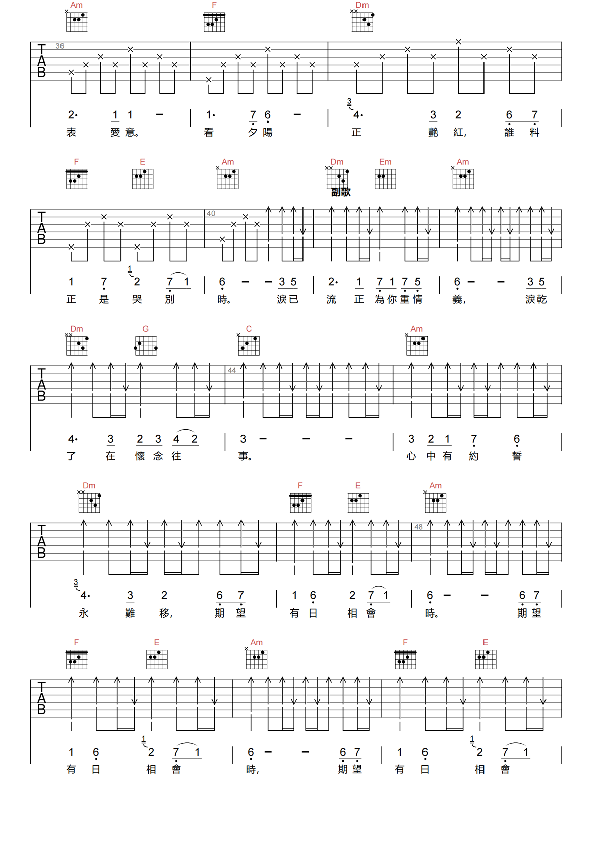 人在旅途洒泪时吉他谱-关正杰/雷安娜-C调原版吉他谱简谱