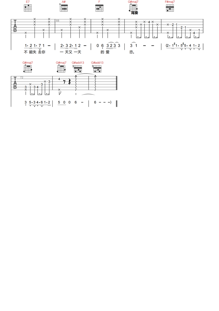 MR.MISS《爱对上眼的女人吉他谱》G调原版吉他谱简谱