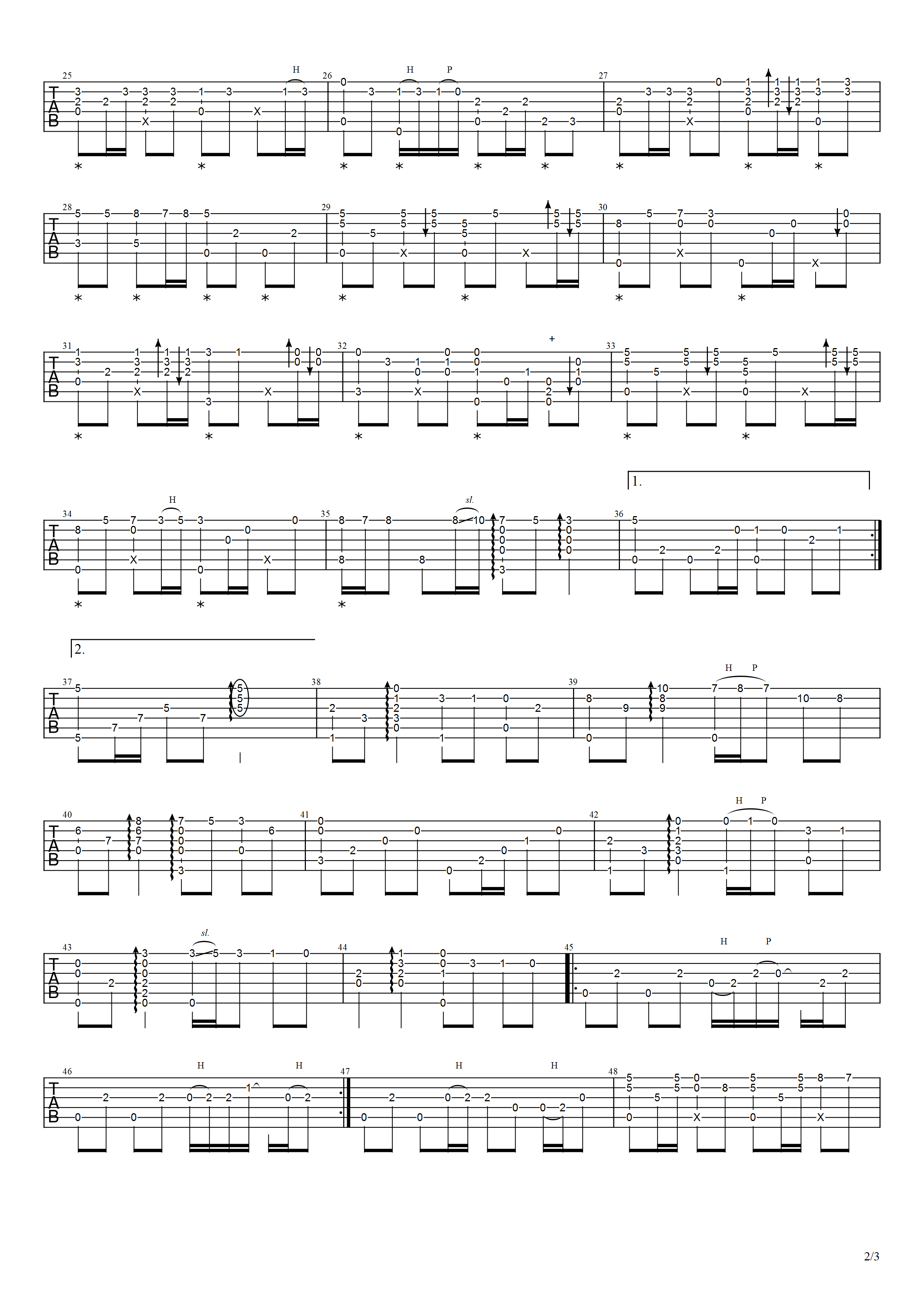 星星点灯指弹吉他谱-郑智化-独奏吉他谱-附演示简谱