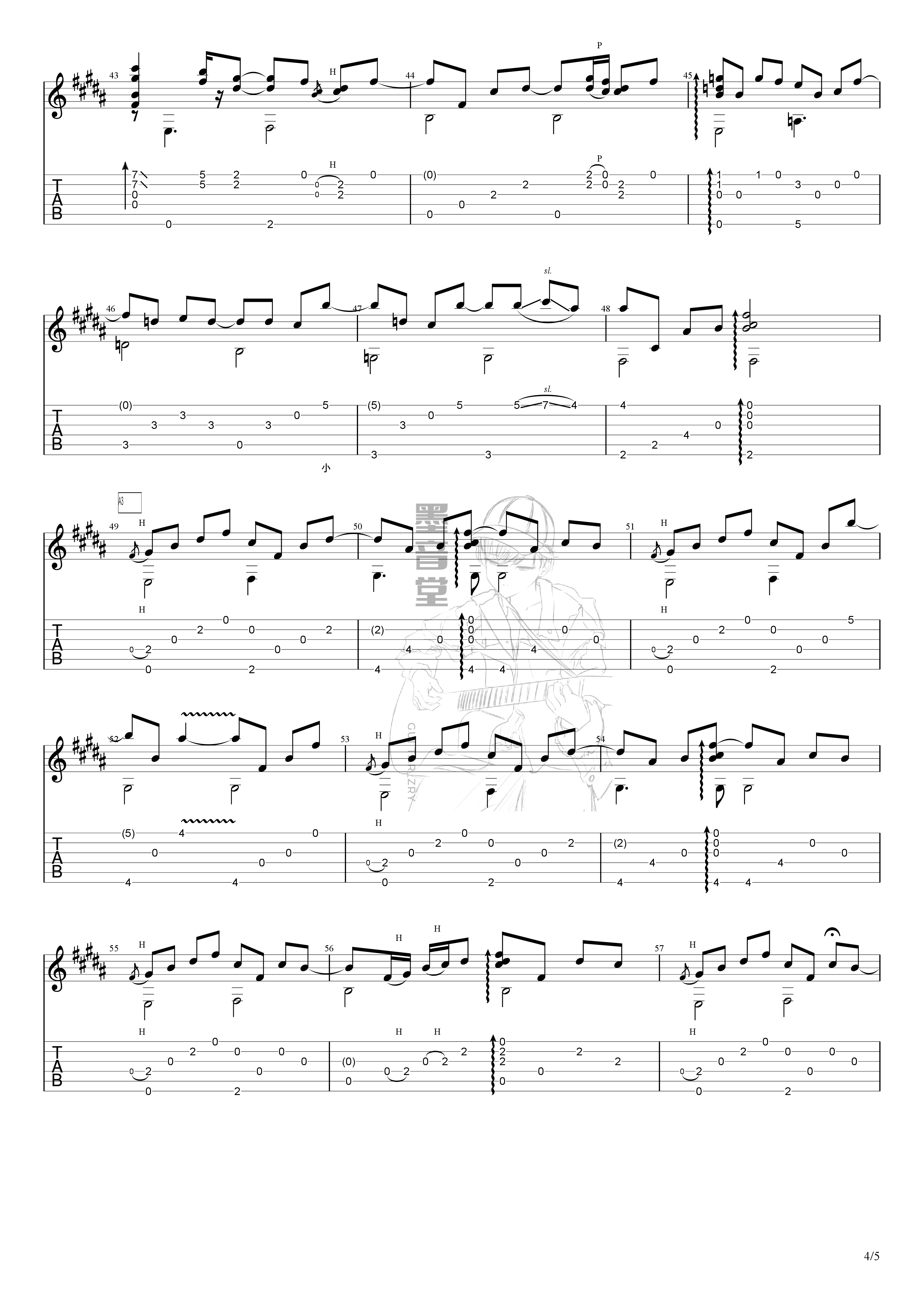 沐春阳指弹吉他谱-曹思义-原版独奏吉他谱简谱