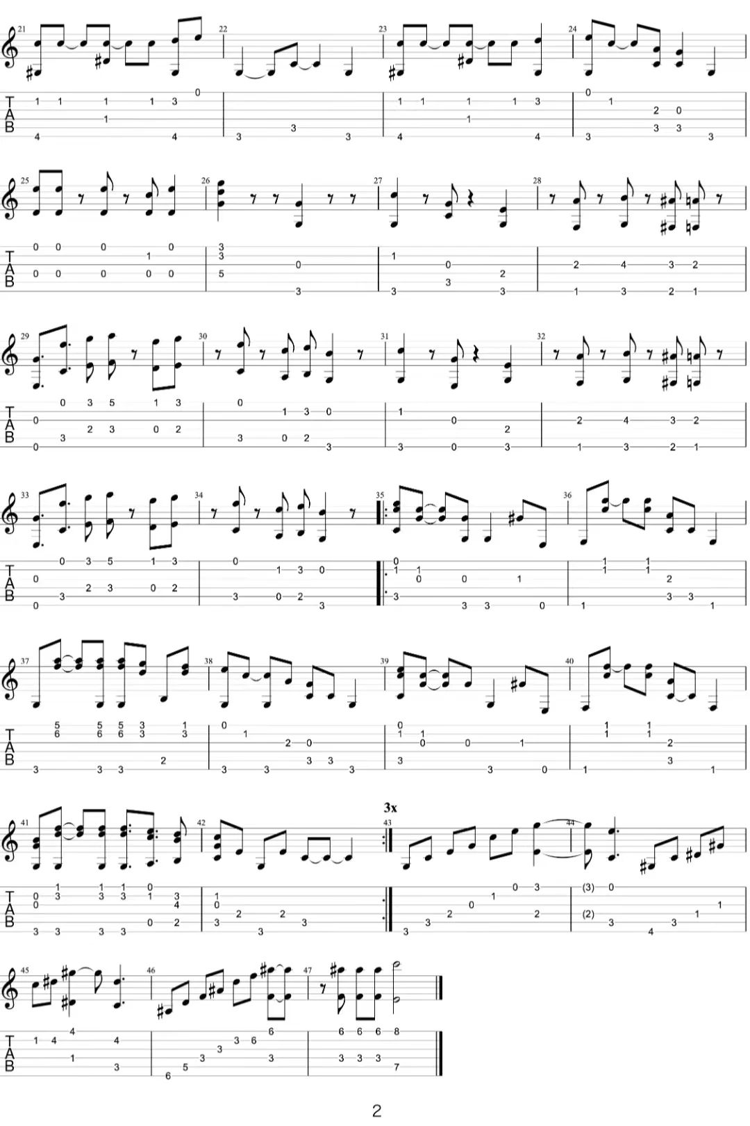 超级玛丽指弹吉他谱-任天堂版-独奏吉他谱简谱