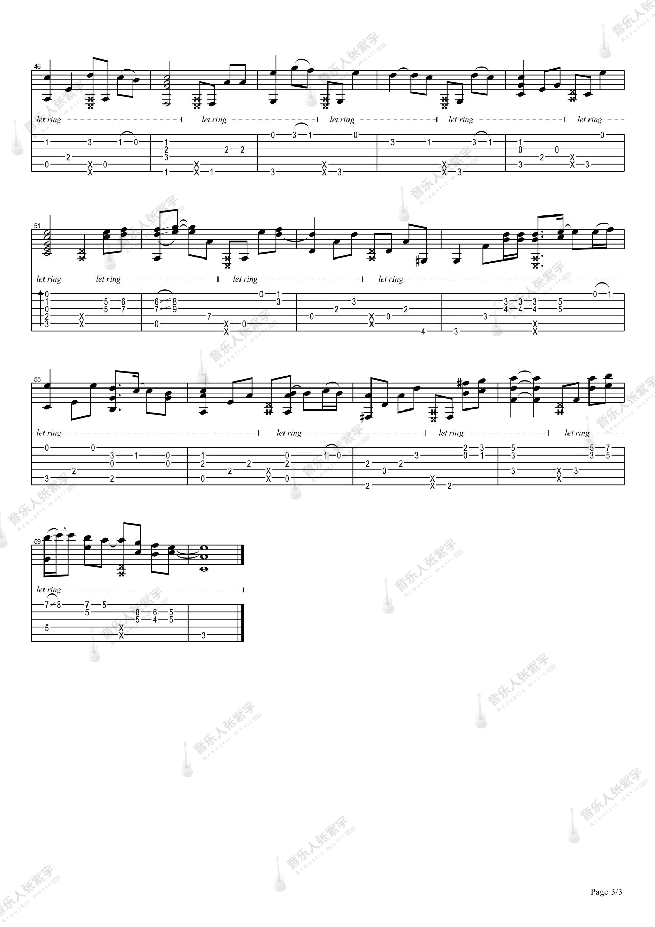 黑色毛衣指弹吉他谱-张紫宇-精选原版-吉他独奏吉他谱简谱