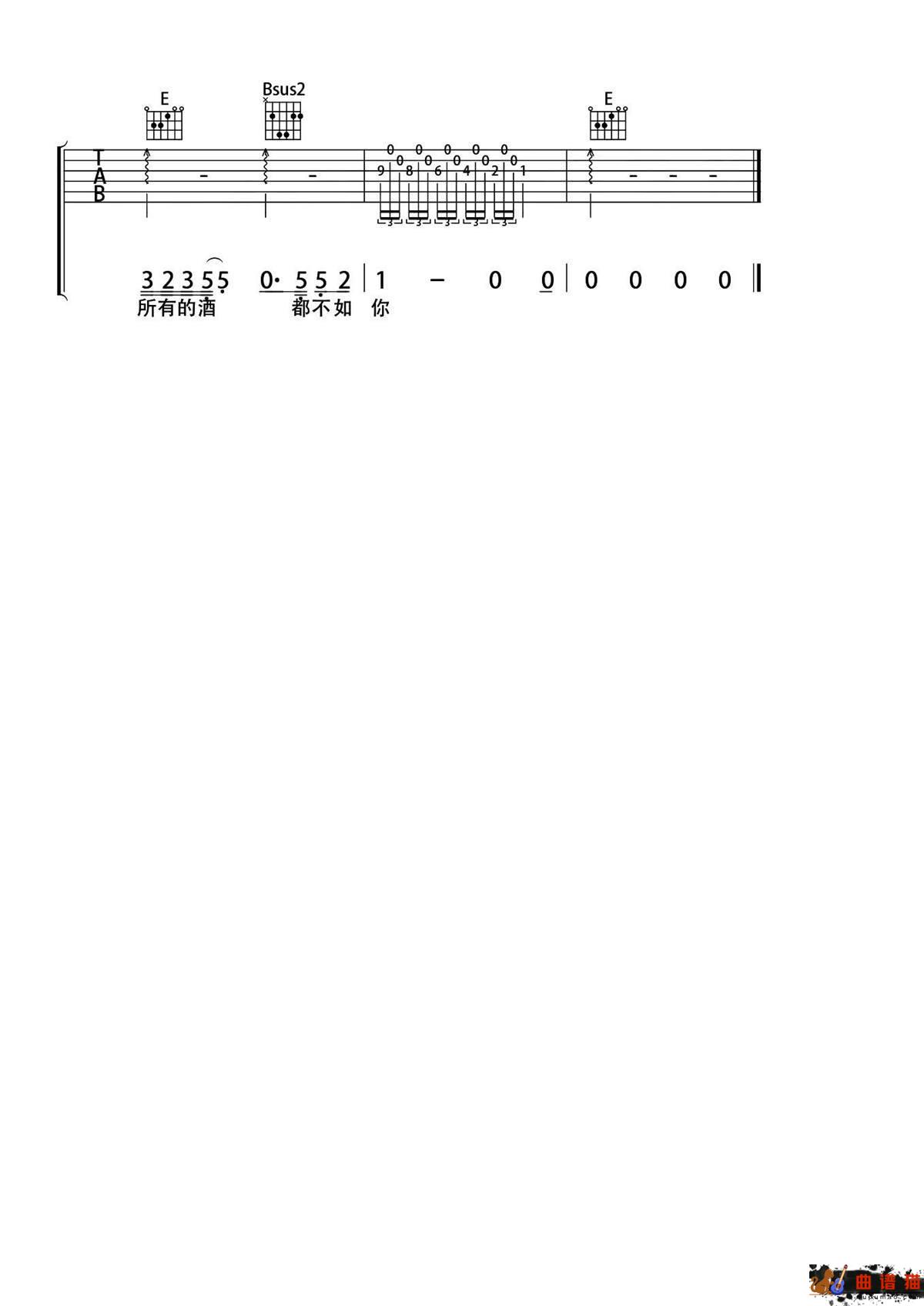 春风十里吉他谱-鹿先森乐队-我说所有的酒都不如你简谱
