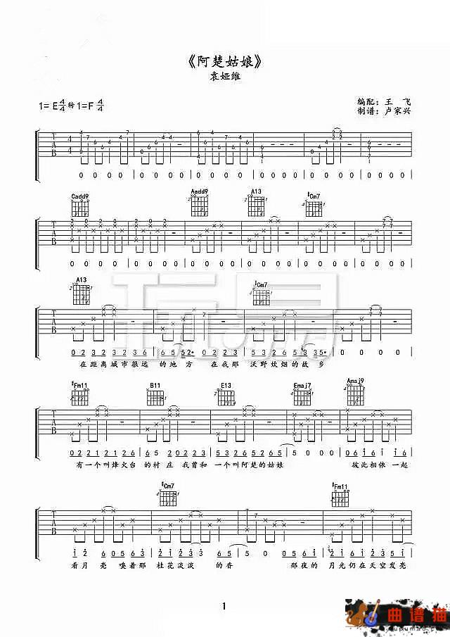 阿楚姑娘梁凡 吉他谱-你可记得我年少的模样简谱