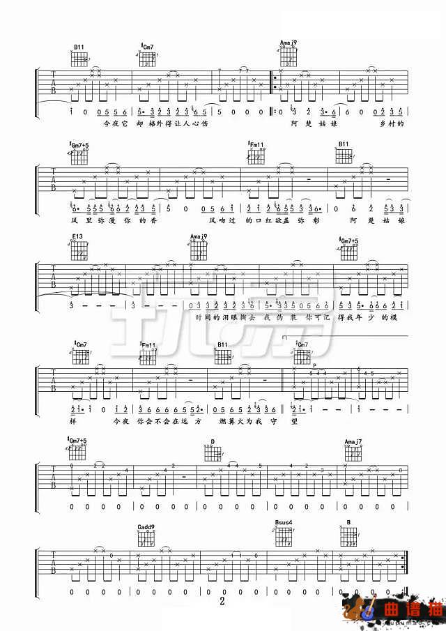 阿楚姑娘梁凡 吉他谱-你可记得我年少的模样简谱