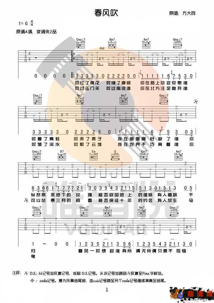 春风吹吉他谱  方大同｜春风一吹想起谁，有所谓，无所谓简谱