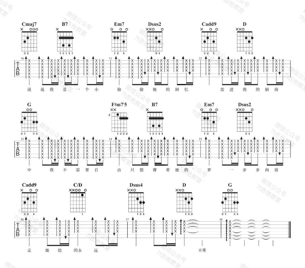 那女孩对我说吉他谱-黄义达-G调超原版弹唱谱-附示范简谱