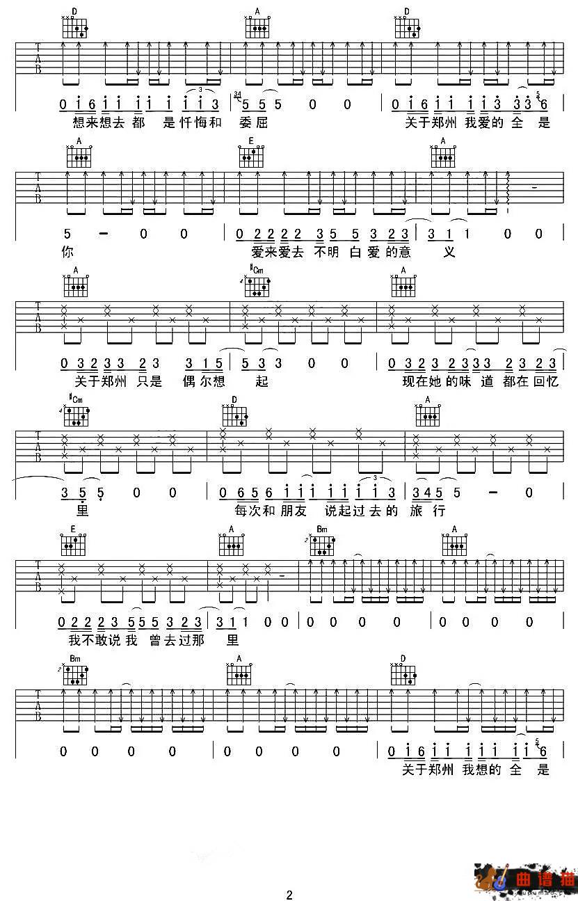 关于郑州的记忆李志 吉他谱-那是一个回忆的地方简谱