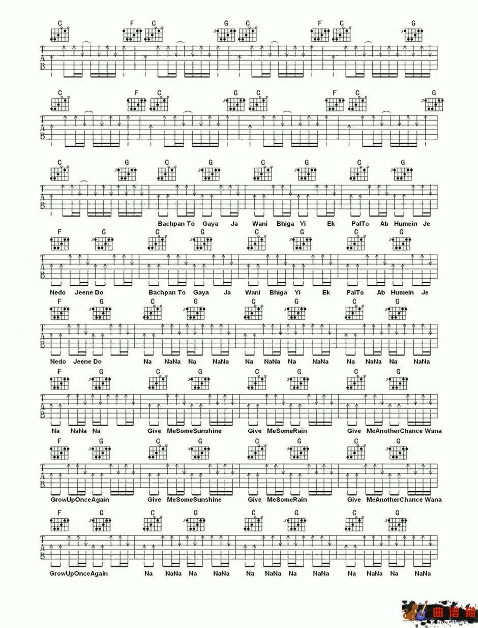 Suraj Jagan《Give Me Some Sunshine》吉他谱-C调简谱